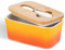 Butterdose Porzellan, Henten Home Butterschale mit Deckel und Buttermesser, Keramik Butterdose mit Silikon-Dichtlippe für Alle Arten von Butter (Tropische Orange)
