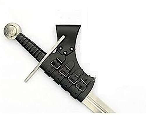 Sword Holder Belt, Medieval Retro PU Leather Katana Waist Sheath Scabbard with Leather Buckle Holster, Weapon Costume Accessory (Black)