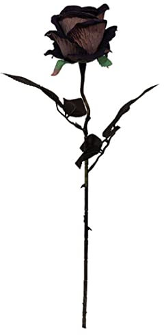 HoveeLuty Halloween künstliche Rose Faux Single Black Rose mit Stamm echte Berührung gefälschte Blüte Schwarze Blumen Halloween künstliche Blumen 1pc