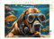 CALVENDO Puzzle Bluthund Pluto mit Schwimmbrille beim Tauchen | 1000 Teile Lege-Größe 64 x 48 cm Foto-Puzzle für glückliche Stunden