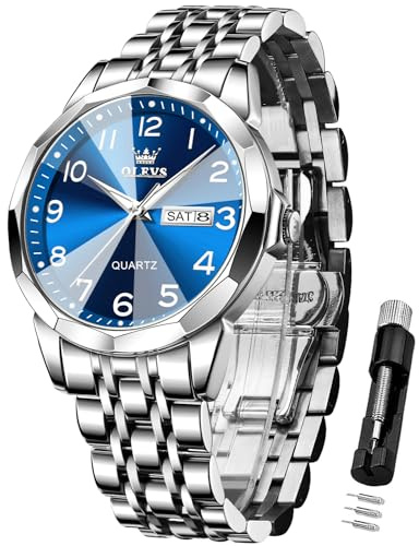 OLEVS Uhren Herren Business Kleid Analog Digital Quarz Edelstahl Wasserdicht Leuchtend Datum Luxus Armbanduhr Herren Geschenk