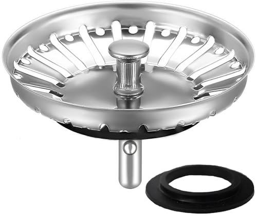 HUAERSICO Universellt tvättställ 80 mm, silkorg rostfritt stål 82 mm, tvättställsproppar avloppssil 84 mm, diskbänk dräneringsplugg sil kök, snabb dränering, för Blanco diskbänk reservdel