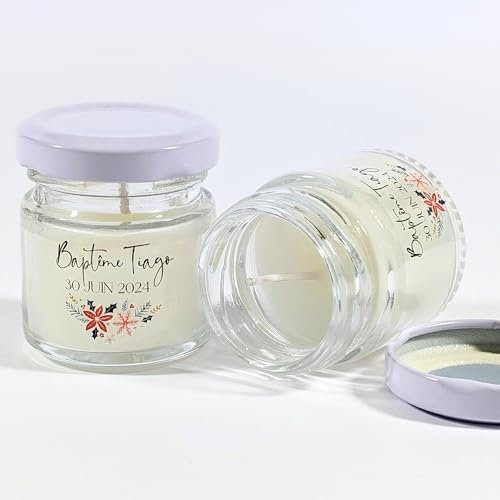 18 Bougies personnalisées | 10H - 40ML - 30GR | Cadeau invité mariage, baby-shower, baptême, communion, anniversaire - Cadeau merci | TE Whaka