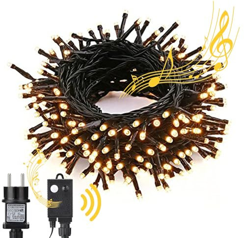 NEXIN Lichterkette Weihnachtsbaum 20M Weihnachtsbeleuchtung Warmweiß, 200LED Lichterkette Außen Strombetrieben mit Weihnachtsmusik Speicherfunktion 8 Modi, Weihnachtsdeko Wasserdicht für Party Garten