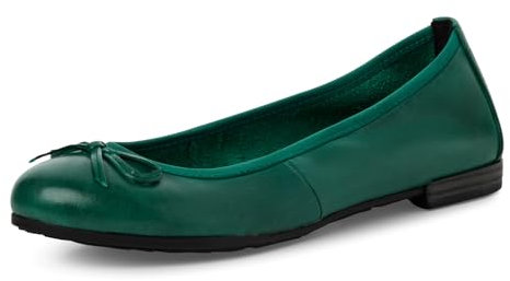 MARCO TOZZI Damen Ballerinas aus Leder mit Schleife, Grün (Green), 40 EU