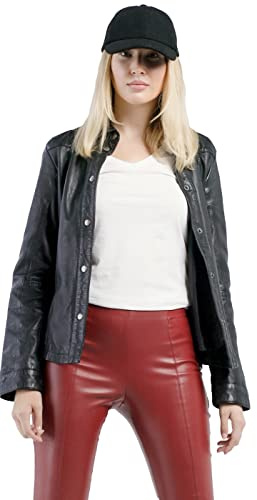 CBL Damen Lederjacke aus Echtleder im klassisches Design, Farbe:schwarz, Größe:38
