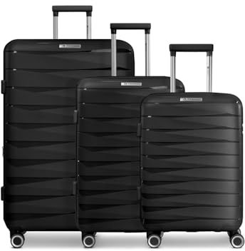 Franky Koffer-Set 3-teilig für Damen und Herren | Reise-Trolleys 49 x 28 x 74 cm aus hochwertigem, leichtem Polypropylen Material | Erweiterbar & TSA-Schloss| London Serie
