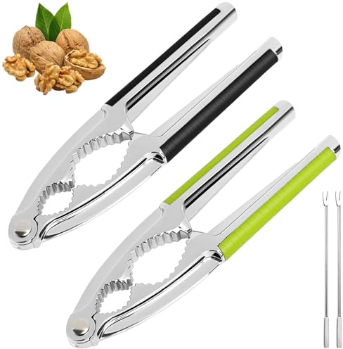 2PCS Schiaccianoci, Pinze per Noci, Antiscivolo, Schiaccianoci Acciaio Inox, Schiaccianoci,Schiaccianoci Clip con Manico in Silicone,Cracker Sheller,per Noci, Noci Pecan, Mandorle,Frutti di Mare