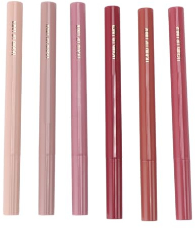 Generic Juego de Marcadores de Delineador de Labios, Delineador de Labios Líquido de 6 Colores con Diseño de Punta de Esponja, Marcador de Tinte de Labios Mate de Larga Duración, Fácil