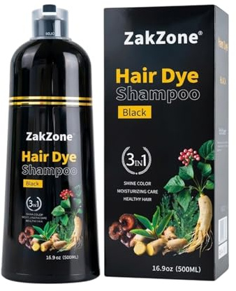 Black Hair Dye Shampoo Schwarz 3 in 1 für Männer und Frauen 500 ml Haarfärbeshampoo gegen graue Haare Schwarztönung reinigt und pflegt in 15 bis 20 Minuten