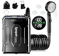 Spopal Campingdusche, [13000 mAh] Tragbare Camping Dusche, IPX8-Wasserdichtigkeit, Intelligenter Digitalanzeige, Pausenfunktion, Outdoor Dusch Camping für Reisen, Wandern Camping Autowaschen (Schwarz)
