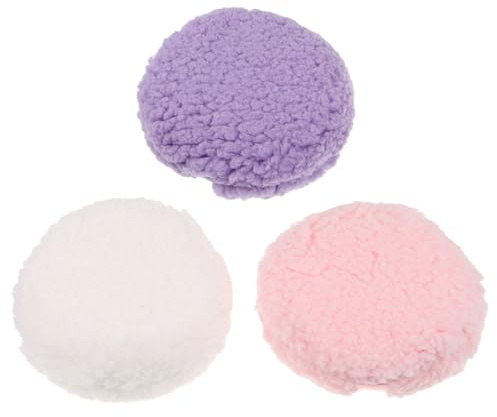 VILLFUL 3 St Kortluddig Puderpuff för Kroppspuder Återanvändbar och Fluffig med Behållare och Skonsam Applicering för Ansikte och i Rosa och
