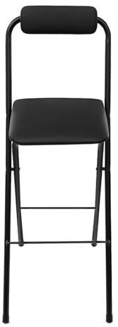 Tabouret de bar portable - Chaise haute pliable - 75 cm - Avec dossier - Tabouret pliable rembourré - Pour bar, café, capacité de charge 125 kg - Noir