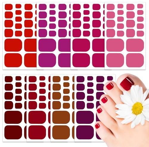 JSRQT Adesivi per Unghie dei Piedi, 8 Pezzi Tinta Unita Unghie Gel Adesive UV, Toenail Sticker per Donne Ragazze, Smalto Gel Nail Stickers Autoadesive, Adesivo Decorazione Nail Art DIY