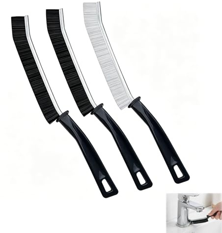 Cepillo de juntas para cerdas duras, juego de 3 cepillos de limpieza para esquinas y ranuras, ideal para azulejos, baño y cocina