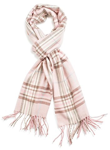VERONZ Soft Classic Cashmere Feel Winter Scarf, Pink/Brown Plaid