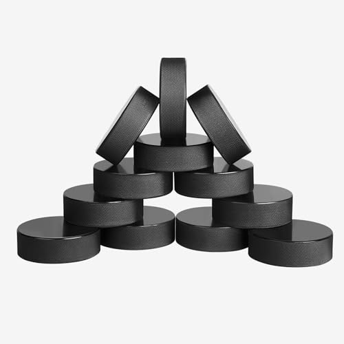AceFox Ice Hockey Pucks for Practicing and Classic Training, Official Regulation, 6oz Diameter 3 Thickness 1 Black, Set of 12