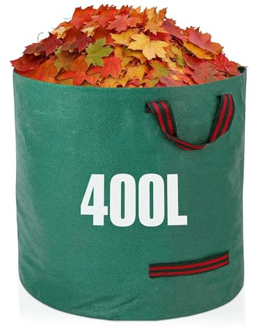 GroundMaster - Sacchi rotondi per rifiuti da giardino, 400 l, resistenti e impermeabili, rinforzati, con manici