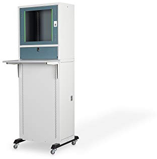 DIGITUS PC-Arbeitsstation auf Rollen - Bildschirm-Gehäuse 42.5x52cm - Tastatur-Ablage & Arbeitsfläche - Blau-Grau