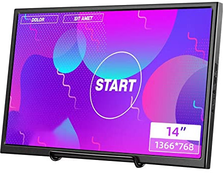Bnztruk 14 inch Portable Monitor, Small External Monitor with Dual HDMI Interface for Raspberry pi PS4 Laptop PC Computer Microsoft Win OS,1366x768,PC 16:9 Color Display Screen