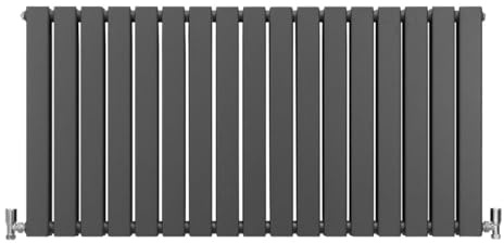60 x 119cm Mörkgrå Radiatorer med Platta Paneler Stilren Modern Design Element Centralvärme Radiator Horisontal Kolumn Dubbel Panel Väggmonterad Kök Vardagsrum Badrum GRATIS Rengöringsborste