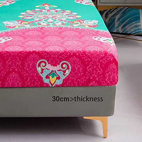 Hiseng Jersey Spannbettlaken, Weiches Microfaser Spannbetttuch Leintuch, bis 30cm Matratzenhöhe, Elastisches Matratzenschoner für Boxspringbett & Wasserbett (150x200+30cm,exotisch)