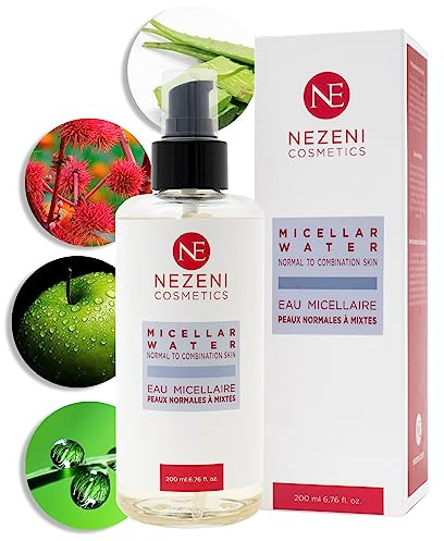 Nezeni Mizellenwasser für normale, fettige und Mischhaut | Make-up-Entferner 200 ml | 5 Wirkstoffe | vegan | konservierbar