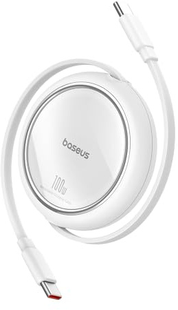 Baseus USB-C Mini Retractable Charging Cable 100W, White