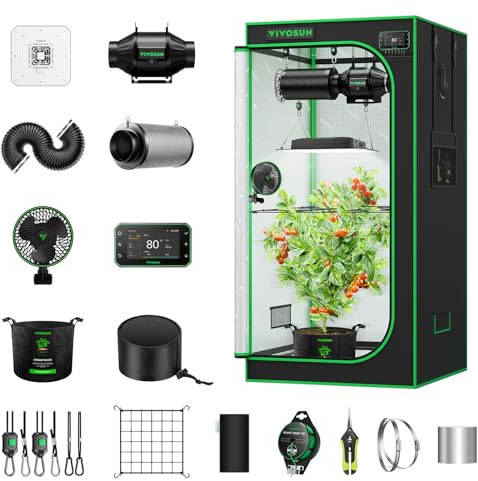 VIVOSUN Smart Pro Grow Tent Kit, 2.7 × 2.7ft 2-Plant Kit, WiFi-Integrated Automatic Control with GrowHub E42A+, Tunable Spectrum LED Grow Light, 360° Ventilation & Circulation Control System