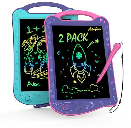 HOMESTEC 2 Stück Kinderspielzeug ab 2 3 4 5 6 Jahre, AstroDraw 8,5-Zoll Lernspielzeug Zeichenbrett Maltafel Zaubertafel, LCD Schreibtafel Kinder Geschenk Spielzeug für Mädchen Jungen