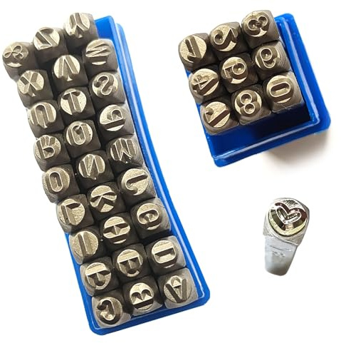 Coyoax 37 stycken 4 mm slagnummer och bokstäver set, slagbokstäver alfabet A-Z, nummer 0-9, &