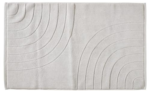 Zone Denmark Tiles Badematte, Badteppich rutschfest, Duschvorleger fürs Badezimmer aus 100% Baumwolle, Waschbar, 80 x 50 cm, Soft Grey (Grau)