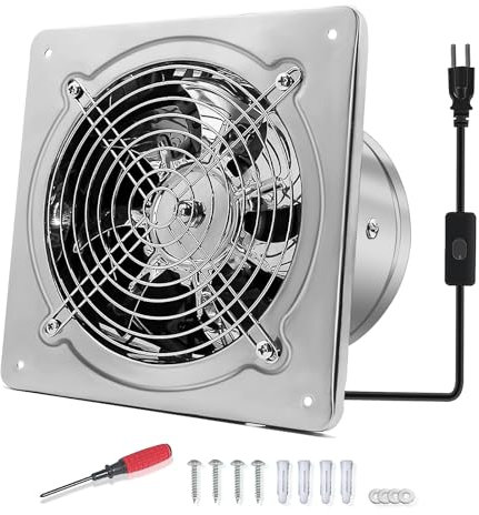 FanGoFast 150mm Ventola Aspirazione Bagno 525 m³/h Aspiratore Industriale Estrattore Ventilazione, Circolazione dell'aria con Spina EU per Cucina Ufficio Serra Garage (Argenteo, 150mm)