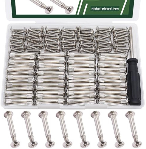 Bemaka 130PCS M4 Furniture Joint Connector Bolt & Cap Nut Kit, Furniture Screw Bolts Cabinet Panel Connector Binding Screws for Wood Door Cabinet Bookshelf Crib (65Set)