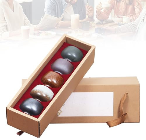 Espressotassen, 5 Stück Espressotassen Set 100ml Espresso Tassen Aus Steingut Kleine Teetasse Espressotassens Dickwandigc Geschenke für Frauen Männer Beste at Geburtstag Reisejubiläum Einweihung