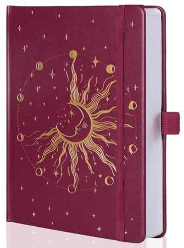 MGGAO Sun Moon Bullet Dot Journals per donne e uomini, quaderni con copertina rigida a punti A5 per scrivere per lavoro, viaggi, scuola, 190 pagine numerate