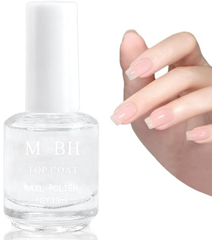 Virellay Top Coat Vernis à ongles à séchage rapide sans lampe UV, transparent, top coat sans couche de sudation pour salon de manucure DIY Home (Top Coat, 13 ml)