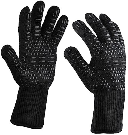 LIFKOME 2piezas Guantes De Cocina Resistentes Al Fuego Calor Funda De Para Barbacoa y Minería Negros
