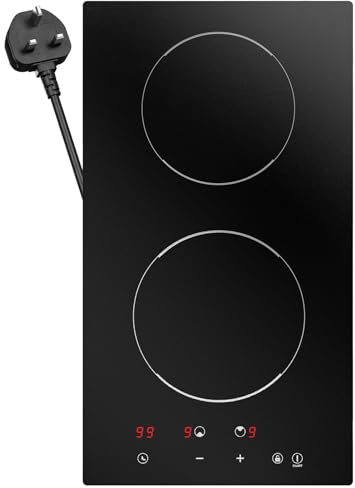Plug in Induction Hob - 30cm 2 Ring Built-in Electric Hob, 2900W Touch Control with 9 Power Levels, 99 Min Timer & Child Lock, Ceramic Glass, 13AMP Plug Included(BIH292T)