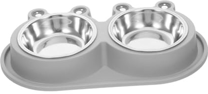 YARNOW Cuenco para Gatos Prueba de Hormigas Comedero Doble de Acero Inoxidable Base de Plástico para Comederos para Gatos la Cocina