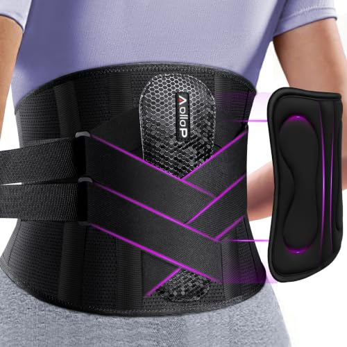 Aollop Back Support Belt for Lower Back Pain for Men and Women, 8X Powerful Back Brace Bionic Support with Soft 3D Pad, Breathable Lumbar Support Belt for Sciatica,Herniated Disc,Scoliosis(Black,M)