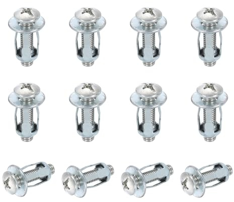 QUARKZMAN Viti Ad Ancoraggio Per Pareti Cave In Acciaio, 12Pz M6x28mm Viti Per Fissaggio A Cartongesso, Molly Bolt Per Pareti Cave Per Cartongesso, Mattoni, Porte In Legno, Muratura, Argento