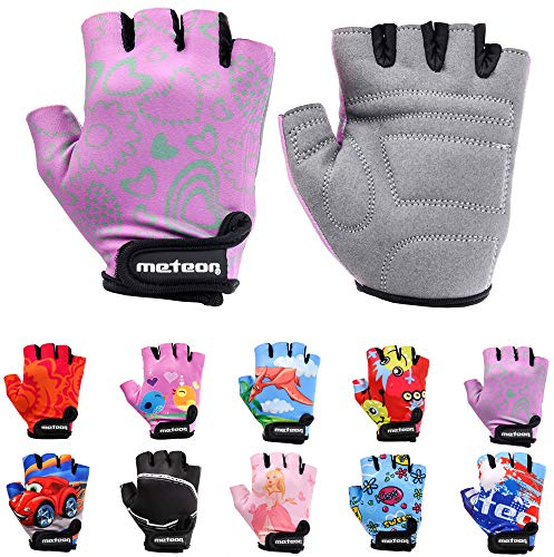 meteor Guantes de Ciclismo Niñas y Niños - Guantes Bicicleta para Infantil MTB BMX Carretera Montaña sin Dedos