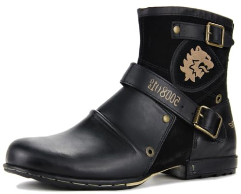 COWSDELLA Herr Stövlar Motorcykel Chukka Mode Känga Läder Vandring Combat Boots för Män Dragkedja