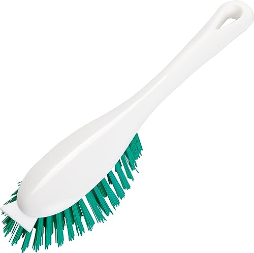 haug bürsten - Stielbürste mit kurzem Griff - Farbe: Weiß mit grünen Borsten - Größe: 275 x 47 x 40 mm - Made in Germany