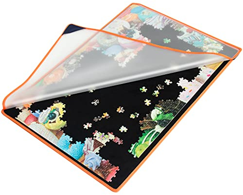 Becko US Jigsaw Puzzle Board Portable Puzzle Mat with Puzzle Dustproof Cover for Puzzle Storage Puzzle Saver, Non-Slip Surface, Up to 1000 Pieces (Black)