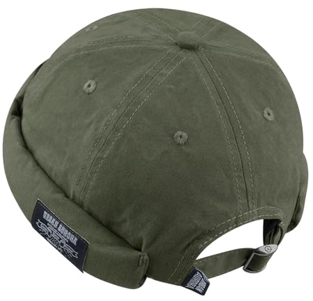 Croogo Rolled Cuff Skull Cap Docker Beanie Hat Daily Sailor Brimless Cap Harbour Hats Adjustable Landlord Hat,Green-GD30