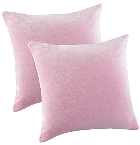 MALIKA Set 2er Kissenbezug Cashmer Touch Fleece Kissenhlle Sofakissen Kopfkissenbezug Kissenbezug Couchkissen, Gre:50 x 50 cm, Designe:ROSA