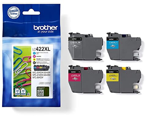 Brother Original LC-422XLVAL Tintenpatronen Value Pack MFC-J5340DW, MFC-J5345DW, MFC-J5740DW, MFC-J6540DW, MFC-J6940DW (bestehend aus 4 Tintenpatronen: Schwarz, Cyan, Magenta, Gelb), XL