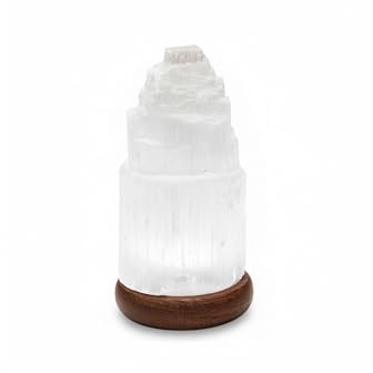 AROMASENSES | Lámpara de Selenita Natural 15 cm Catedral | Luz Ambiental Relajante | Limpieza Energética | Ideal Para Meditación, Reiki y Decoración Espiritual